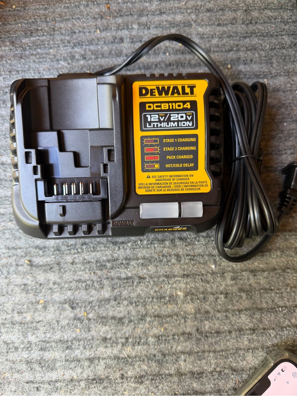 DEWALT DCB1104 12V/20V Lithium Ion Battery Charger - Black & Yellow